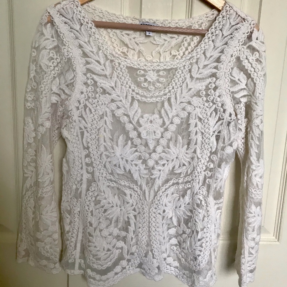 Express 3/4 Sleeve Lace Blouse Sz Small